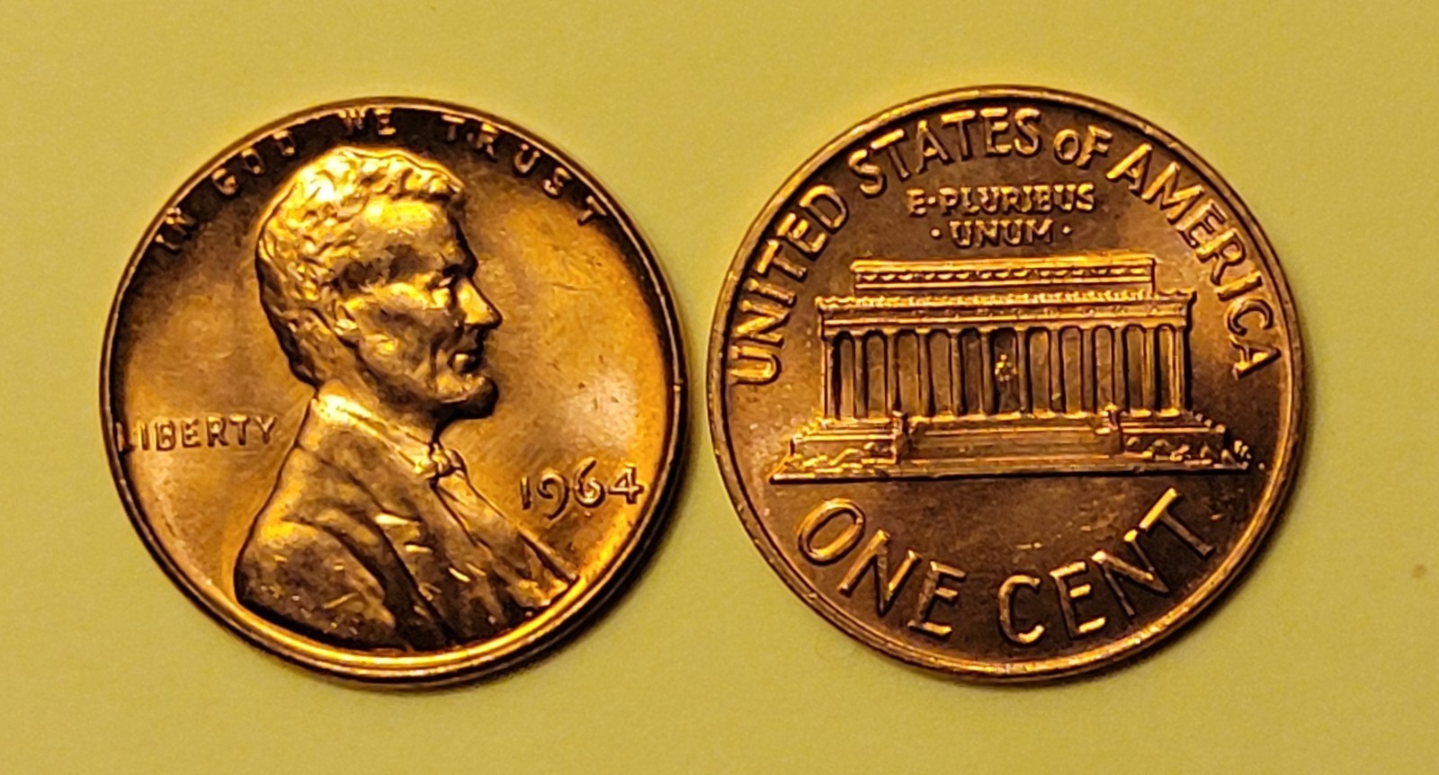 1964 LINCOLN Red Cent from OBW Roll No Mint Mark Gem Mint Toned UNC Beauty