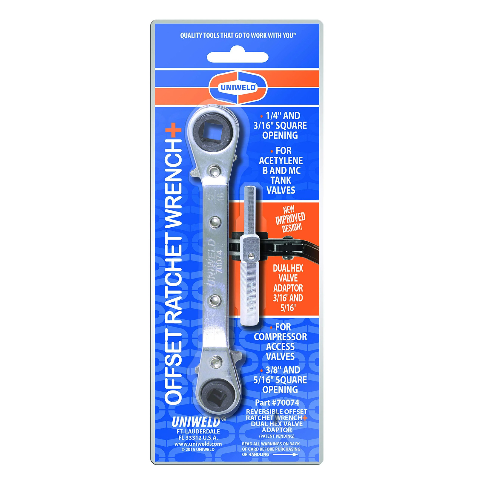 Uniweld 70074 Offset Ratchet (3/16,1/4,5/16,3/8) with DHVA Dual Hex Wrench Adapt