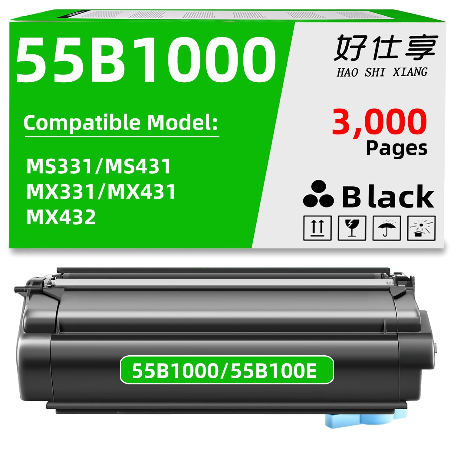 55B1000 55B100E Toner Cartridge Compatible  for Lexmark MS331 MS431 MX331 MX431