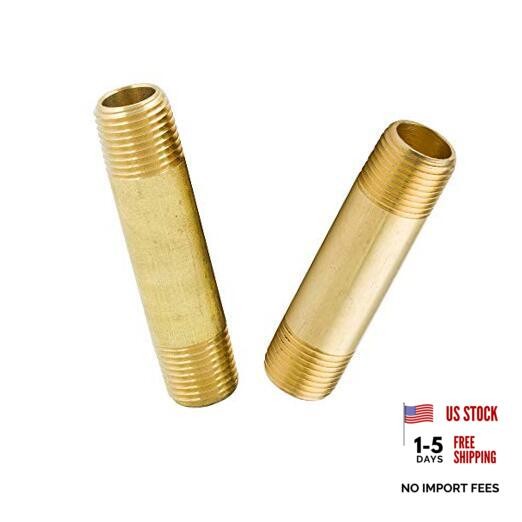 Brass Pipe Fitting Long Nipple, 1/4" NPT Male x 1/4" NPT Male 0.25 Inch