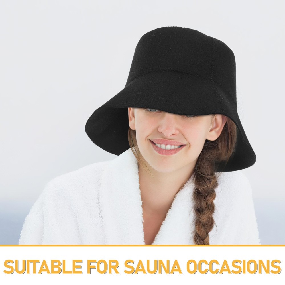 2pcs Felt Sauna Hat Wool Sauna Cap Heat-Resistant And Absorbent Wool Bucket Cap