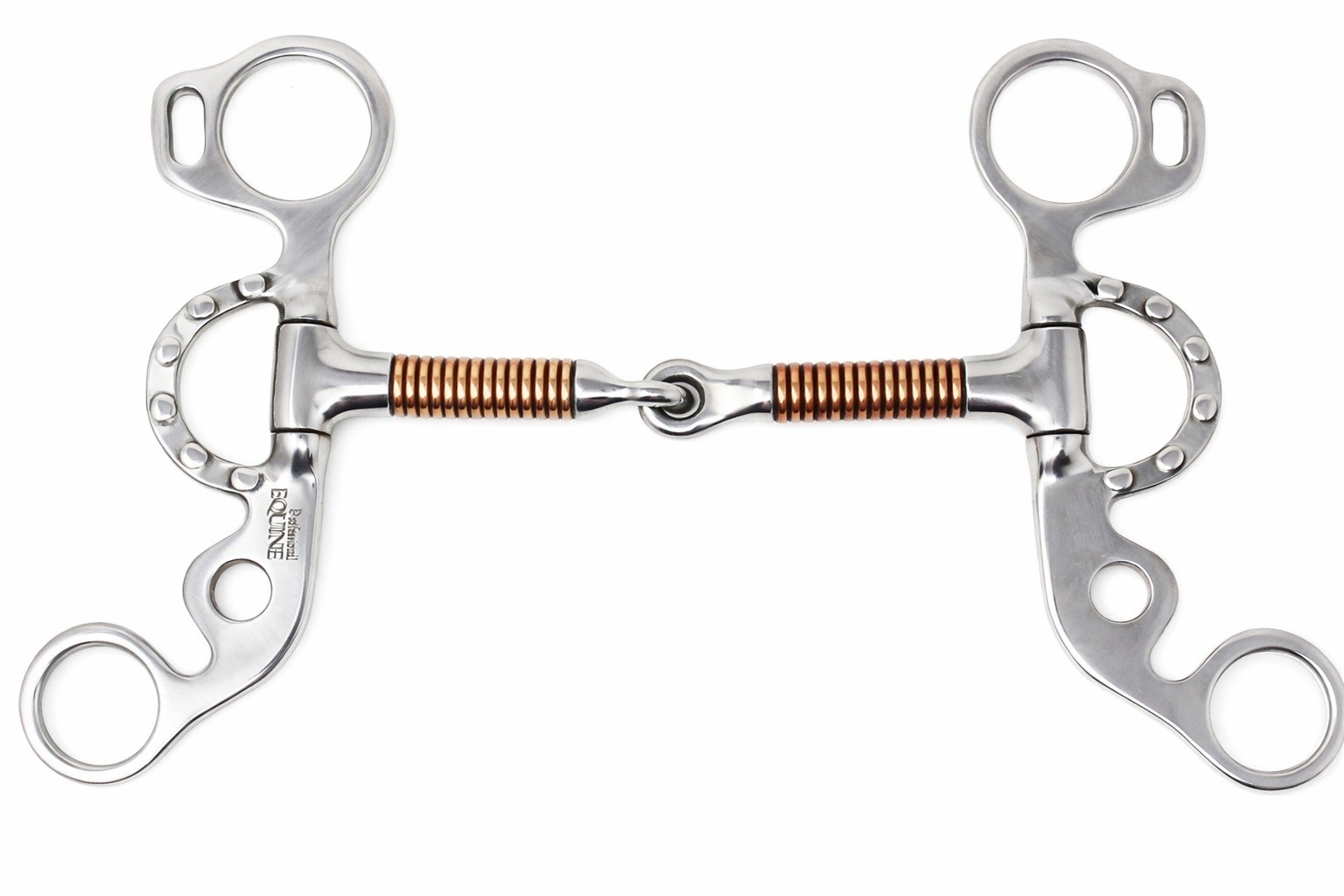 5" Short Shank Argentine Copper Wire Wrapped Mouth Snaffle Studded Bit 35666B