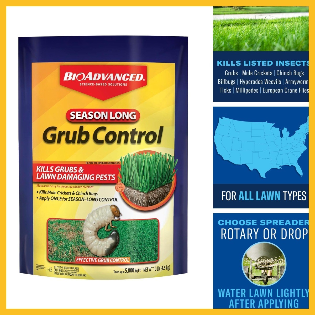 Season Long Grub Control Granules - Kills Grubs, Mole Crickets, Cinch