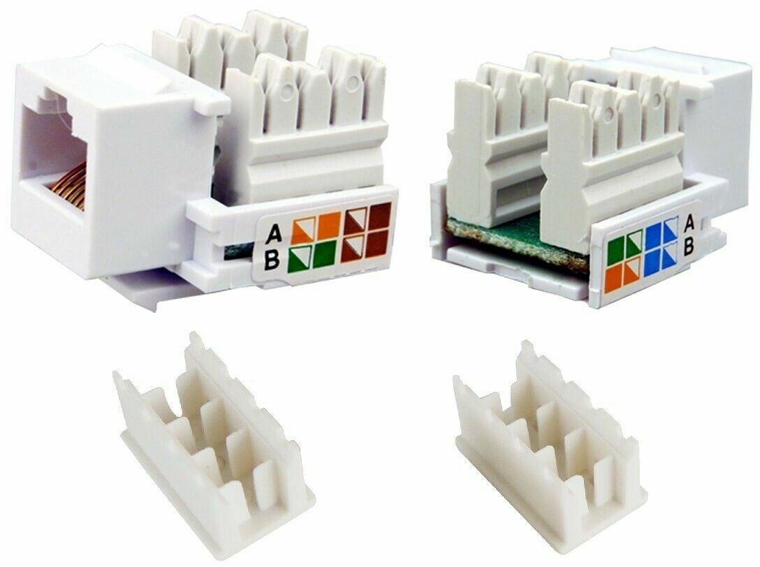 5 Pcs lot Keystone Jack Cat5e White Network Ethernet 110 Punchdown 8P8C RJ45