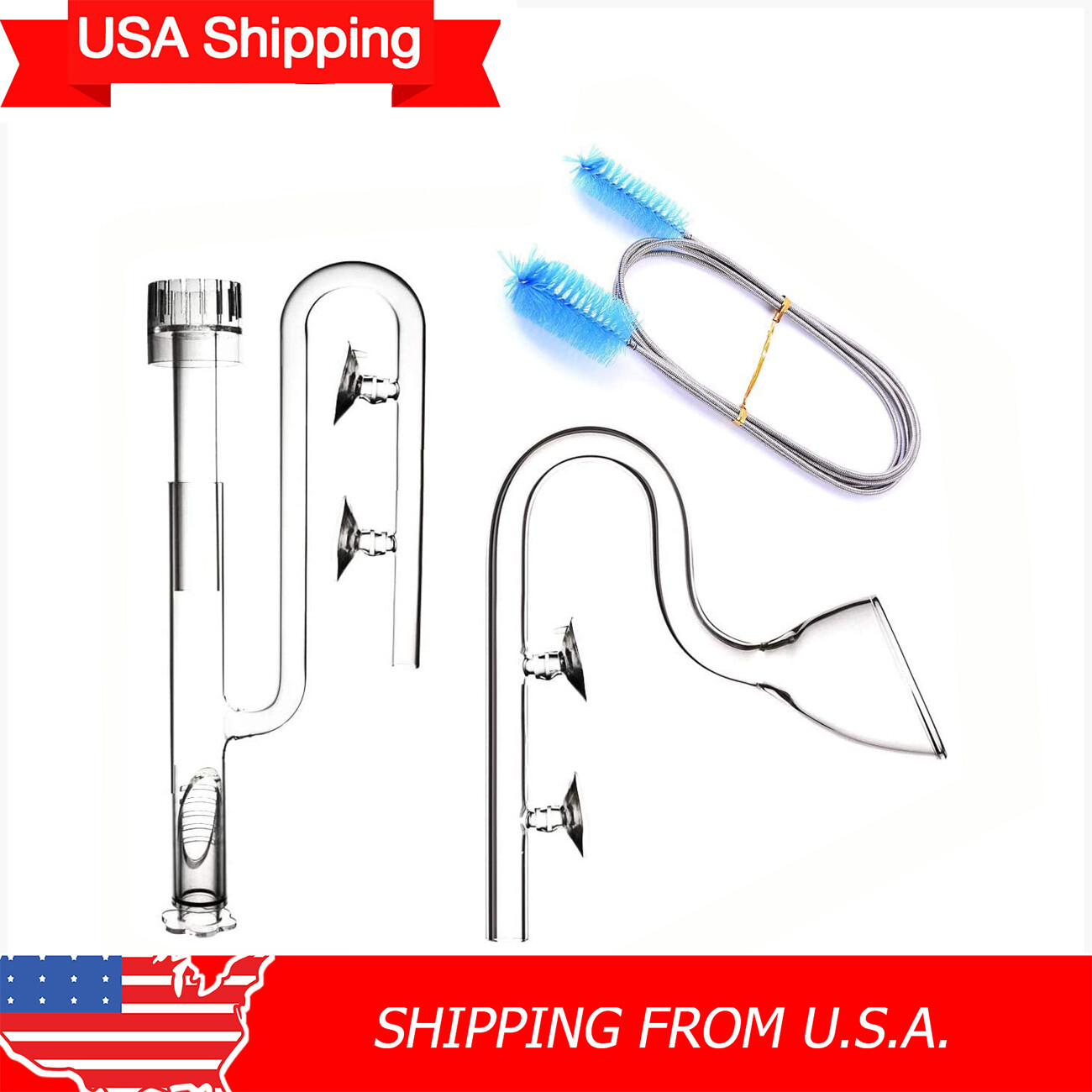 FBA Aquarium Filter Pipes Clear Glass Lily Inflow Surface Skimmer Outflow set
