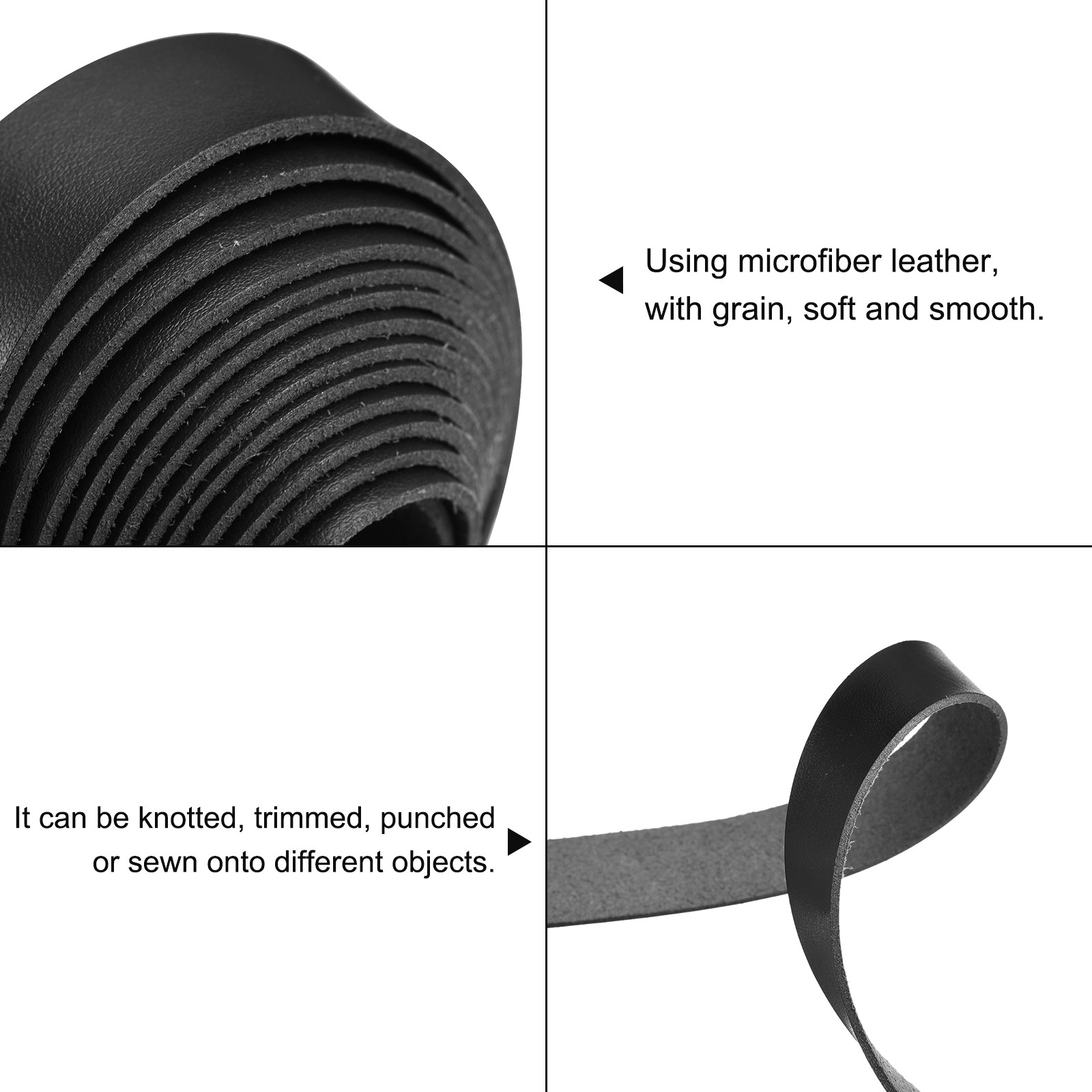 Leather Straps for Crafts, 3/4" Wide Leather Strips(Black)