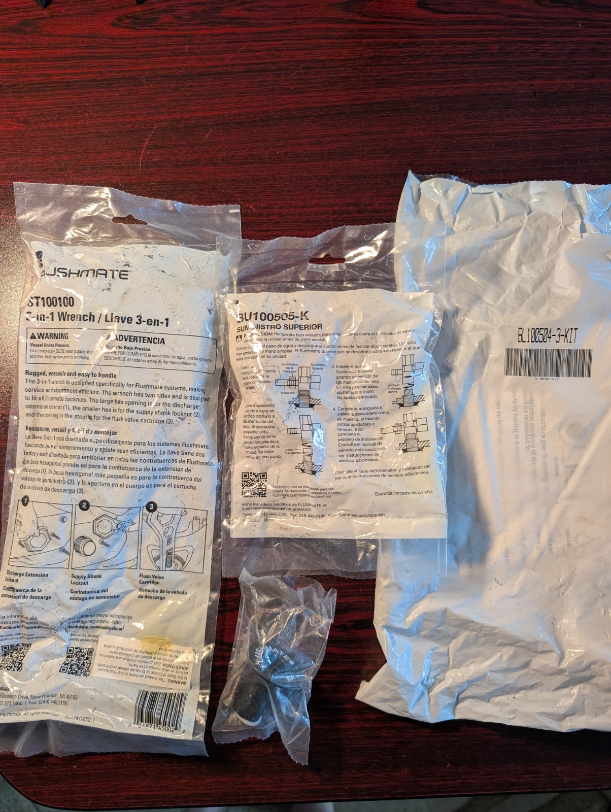 Sloan Flushmate Parts BL100504-3-KIT Lower Supply BU100505-K Upper Supply