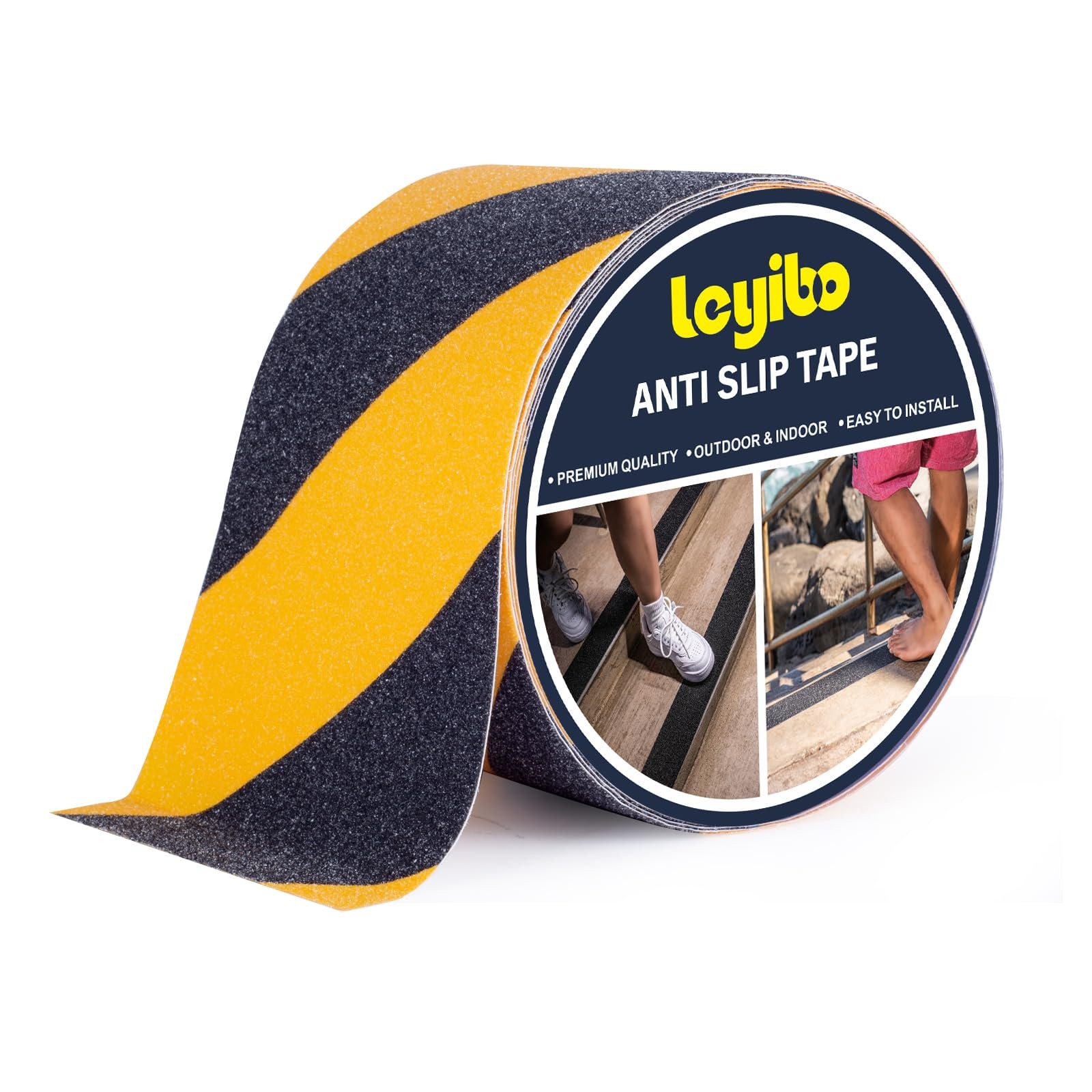Anti Slip Tape, 4 Inch x 42 Ft Grip Tape for Stairs 4" x 42', Yellow/Black