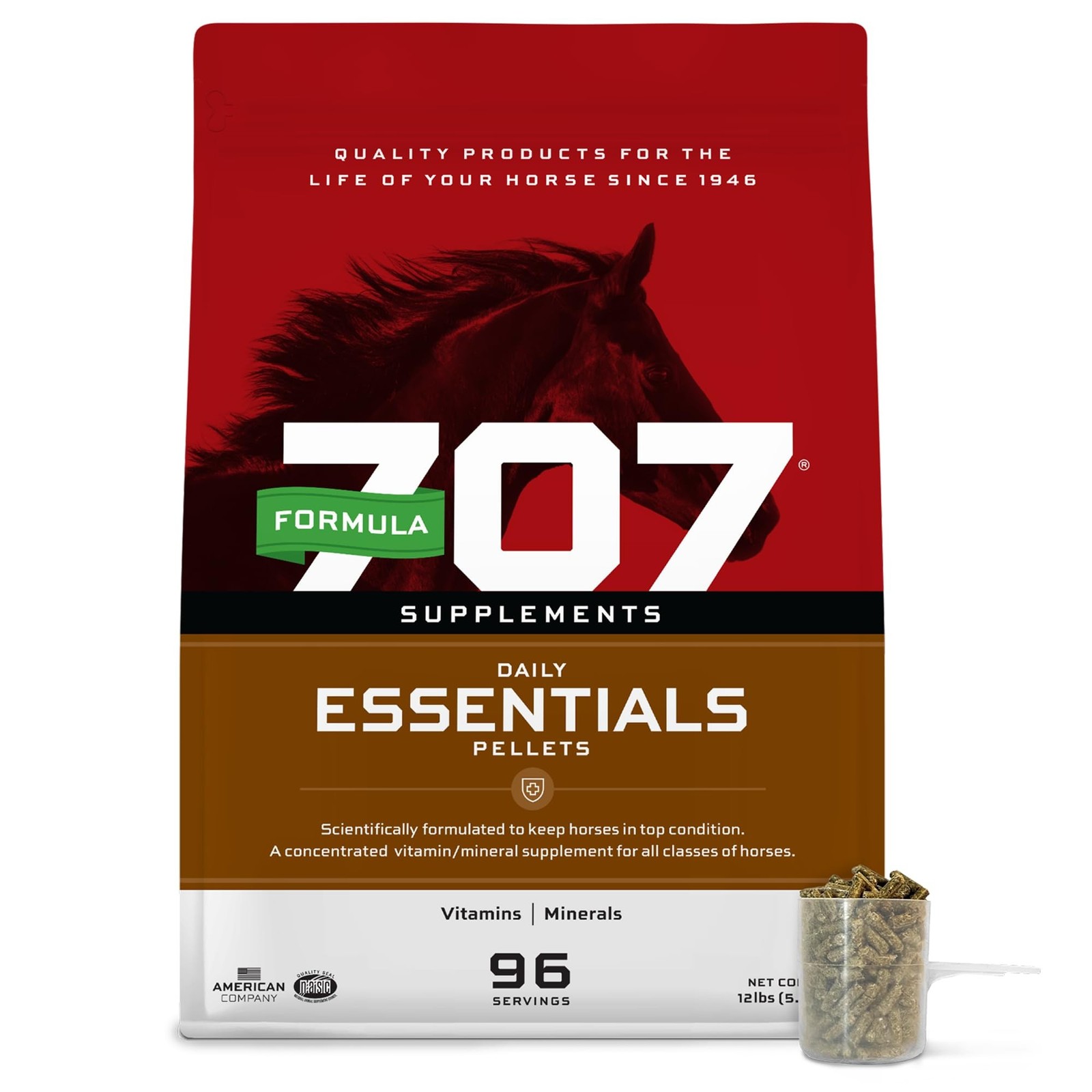 Formula 707 Daily Essentials Ration Balancer Supplement for Horses, 12 lb Bag...