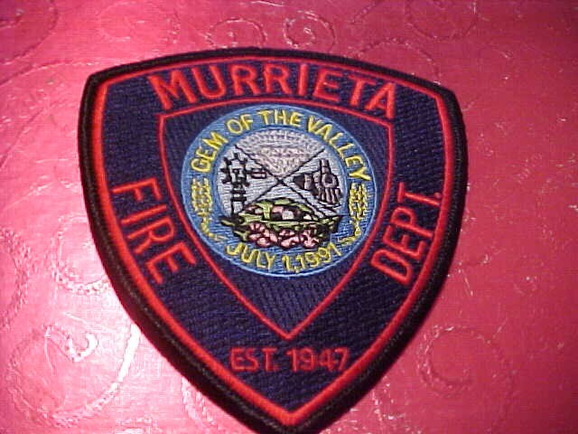 MURRIETA CALIFORNIA FIRE DEPARTMENT PATCH SHOULDER SIZE UNUSED ***************
