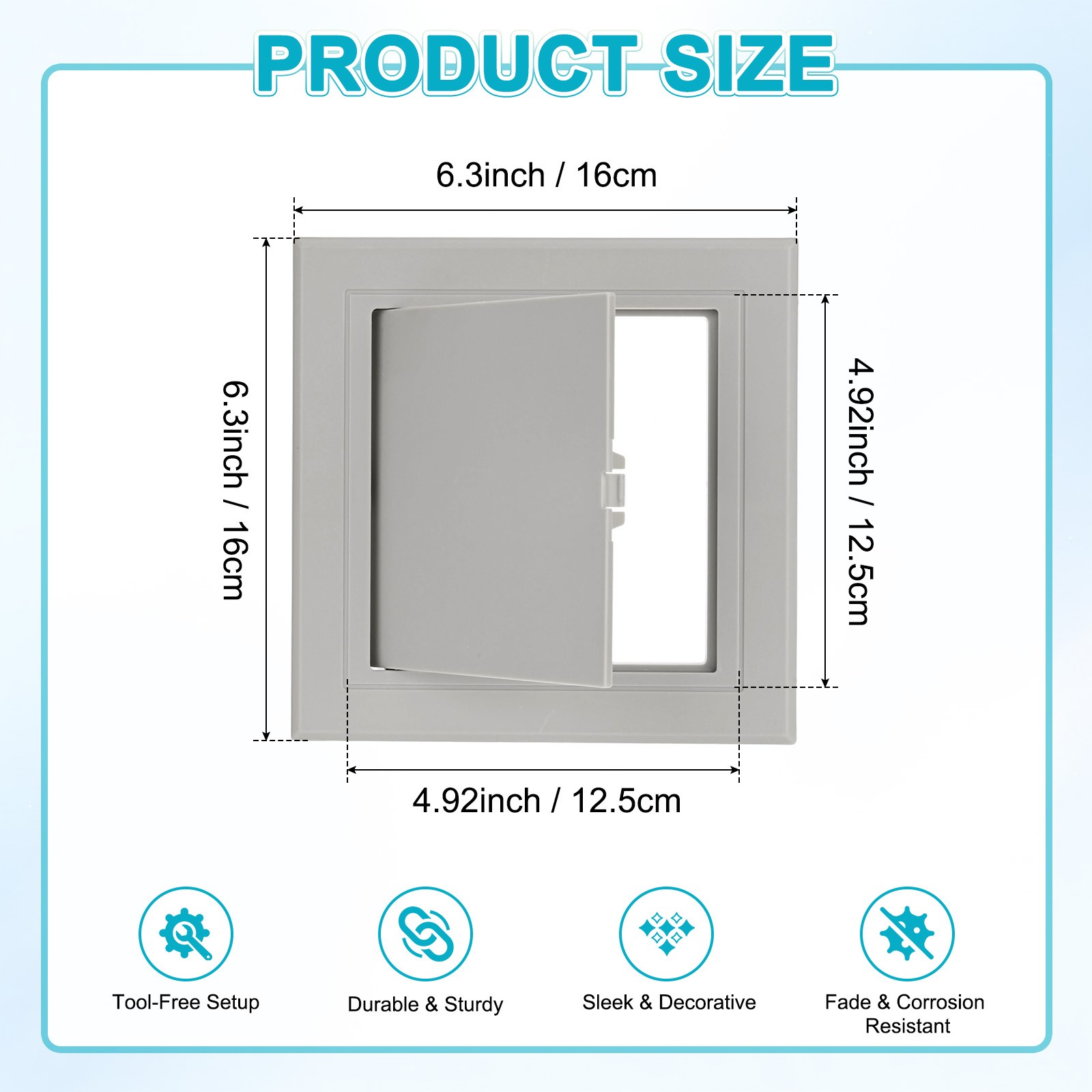 1-Pack Access Panel for Drywall, 4.9x5" Plastic Wall Hole Cover [Gray]