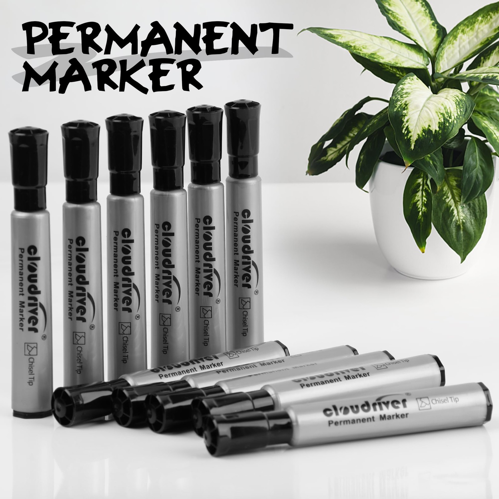 cloudriver Permanent Markers 96 Count, Black 1 Count (Pack of 96),