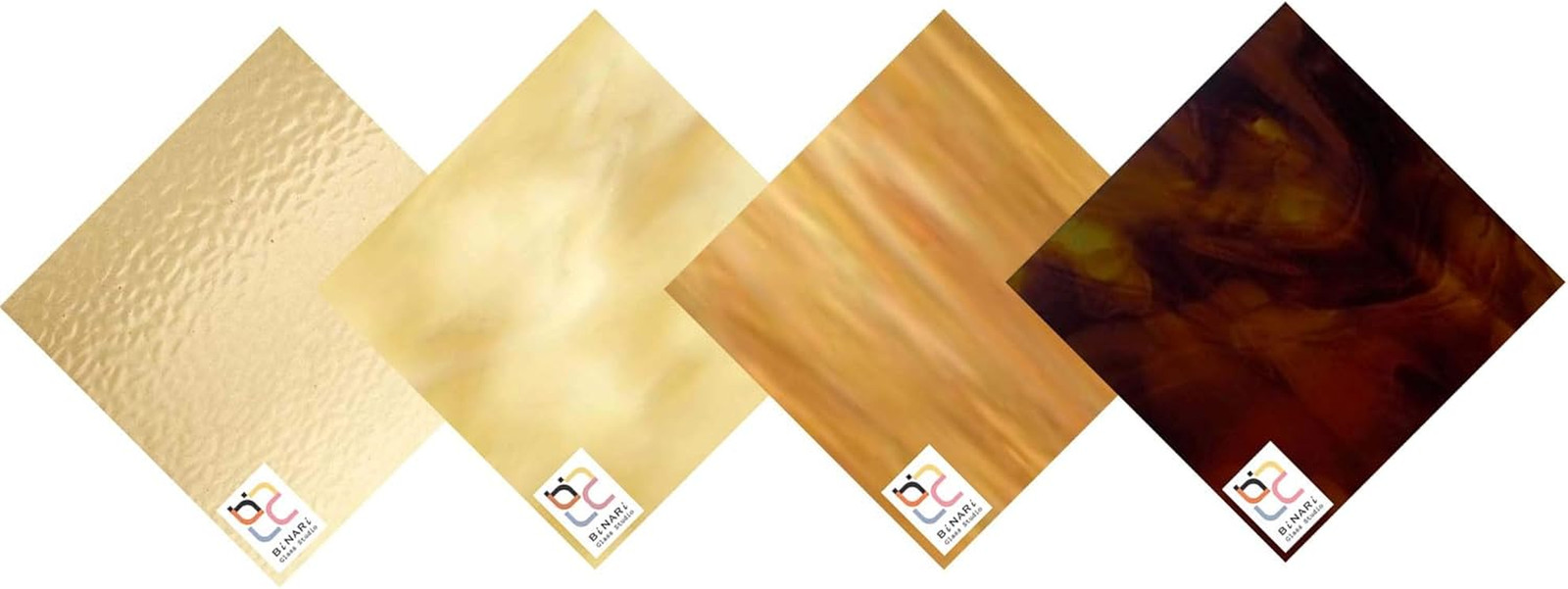 Wissmach 4 Sheet Amber Variety Stained Glass and Mosaic Glass (8"X6") by