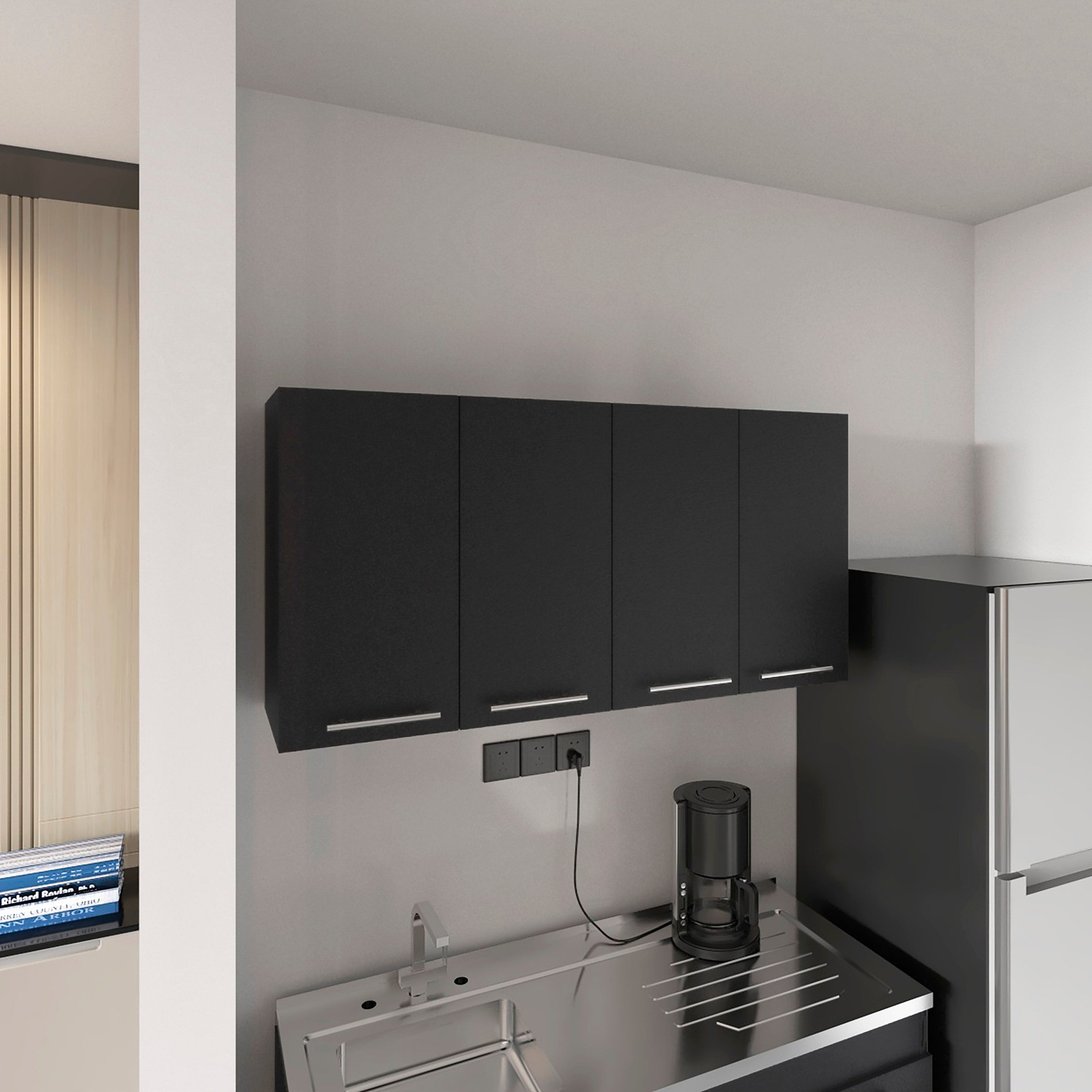 Rectangle Four Swing Doors Wall Cabinet Wenge