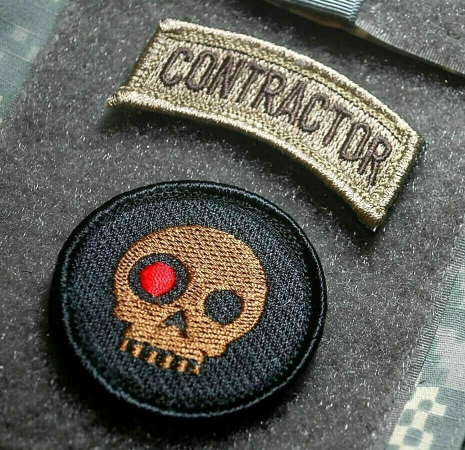 PMC DSS DIPLOMATIC SECURITY vêlkrö 2-PC: 2" TERMINATOR SKULL + IRAQ Tab