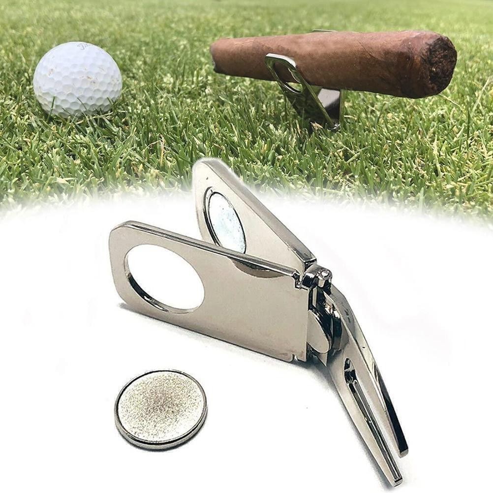 Divot Tool with Ball Marker Cigar Holder Gift for Him Accessory Tool