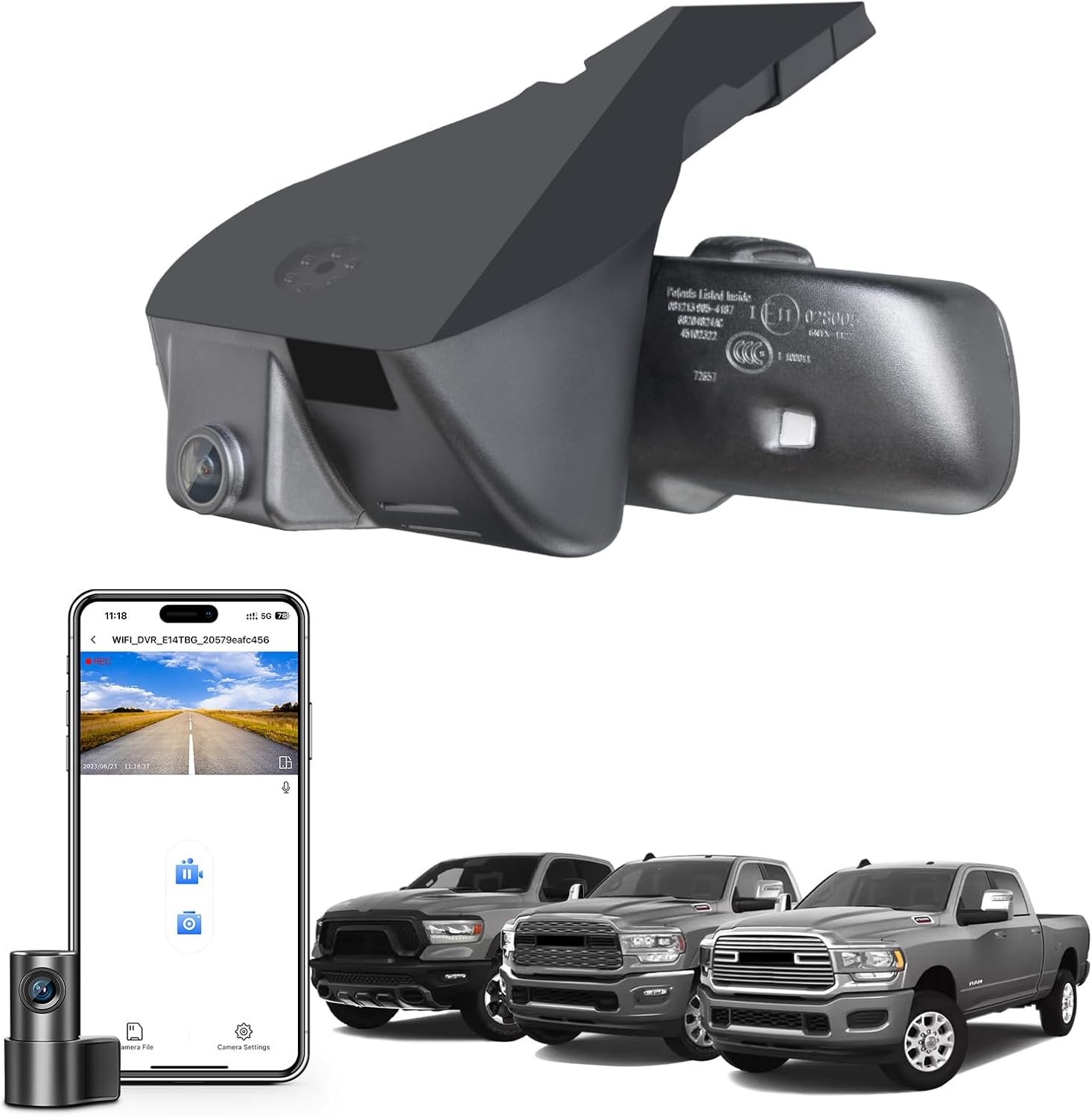 Mangoal Front 4K/Rear 1080P Dash Cam for 4th/5th Gen Dodge RAM 1500/2500/3500