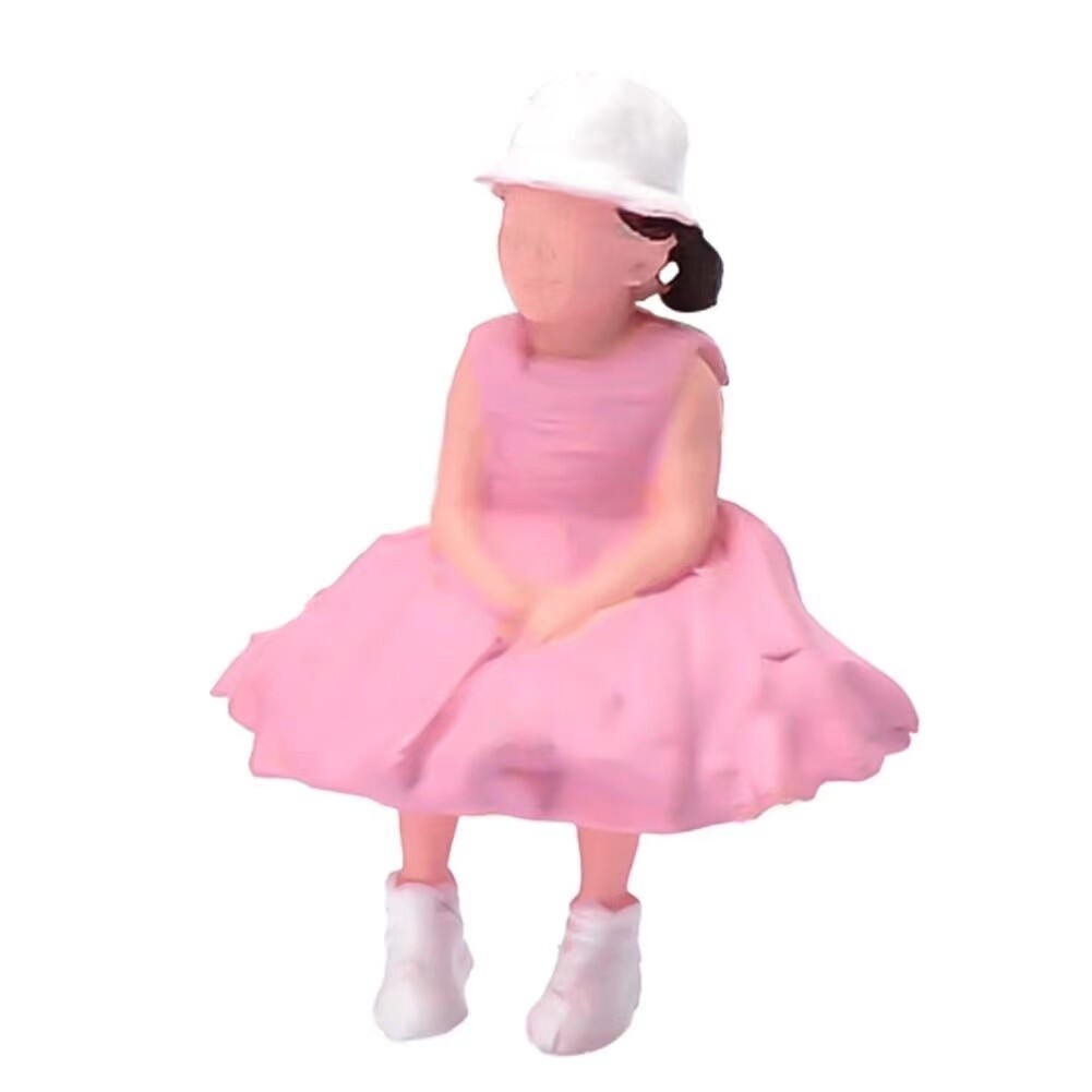 1:64 Painted Figure Model Miniature Resin Diorama Sand Pink Dress Little Girl