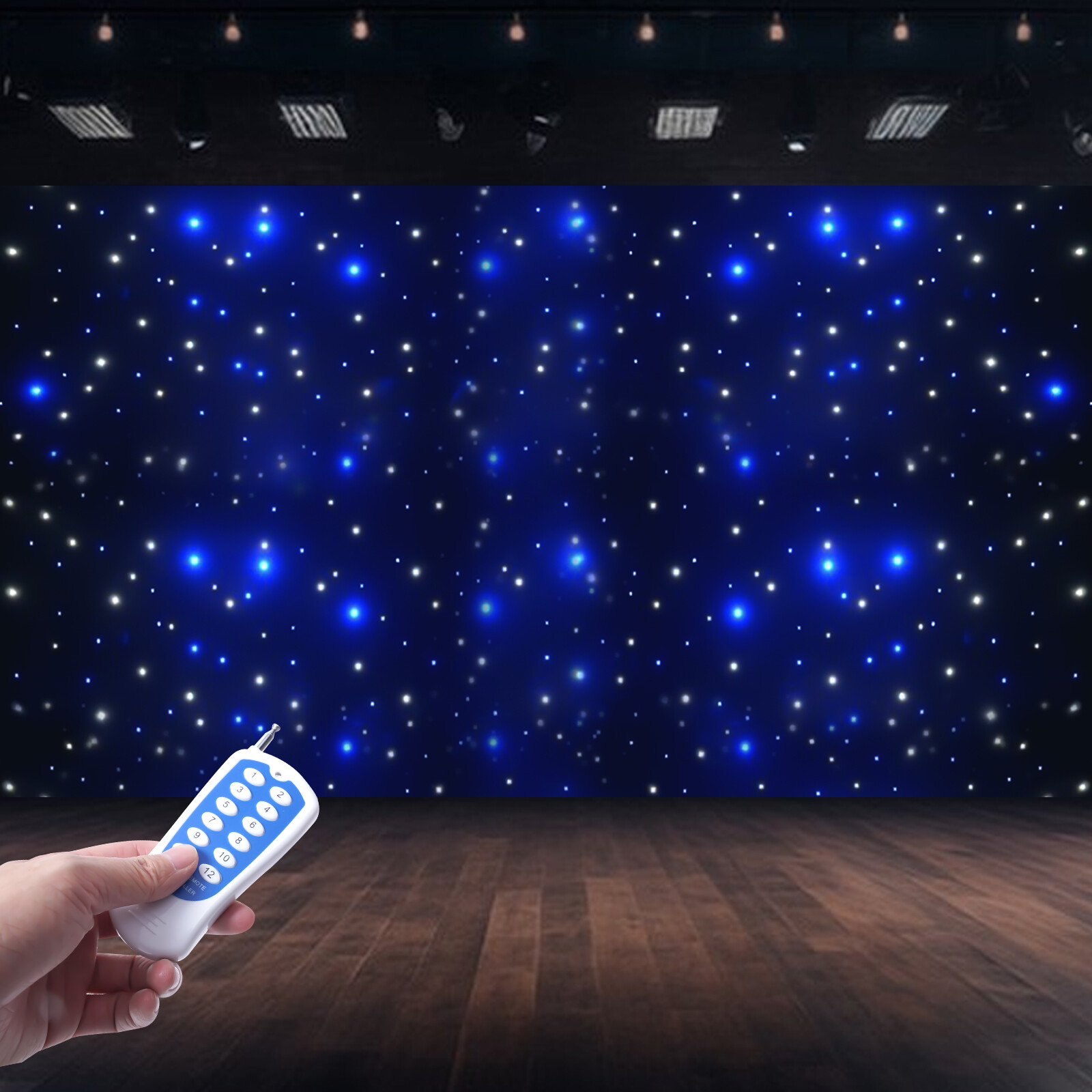 LED Star Backdrop 6m × 3m | DMX Control, White & Blue Lights