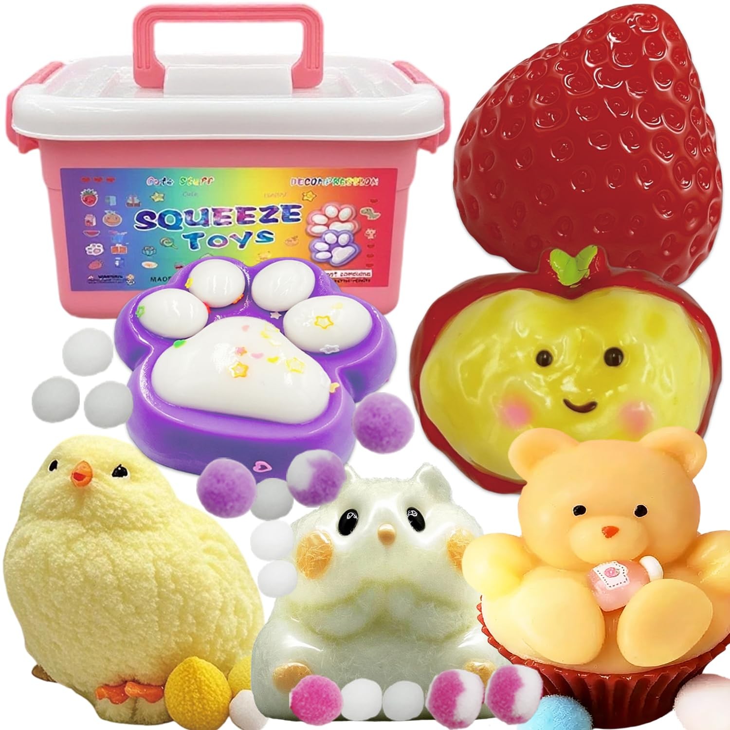 Big Taba Squishy Toys 6-Piece Set - Giant Ultra-Soft Slow-Rise Kawaii Stress ...