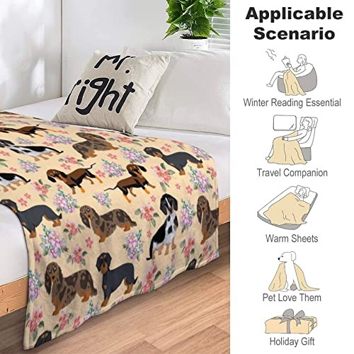 Soft Throw Blanket 80"X60" Lightweight Flannel 80"x60" Dachshund Sausage Dogs