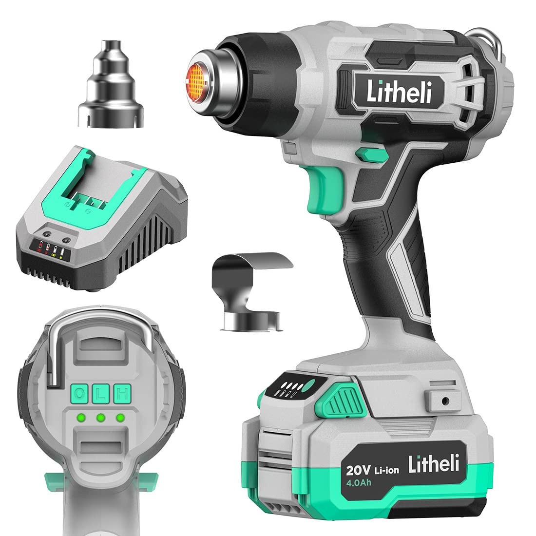 20V Pistola De Calor Inalambrica Con Batería y Cargador Kit Calidad En Oferta