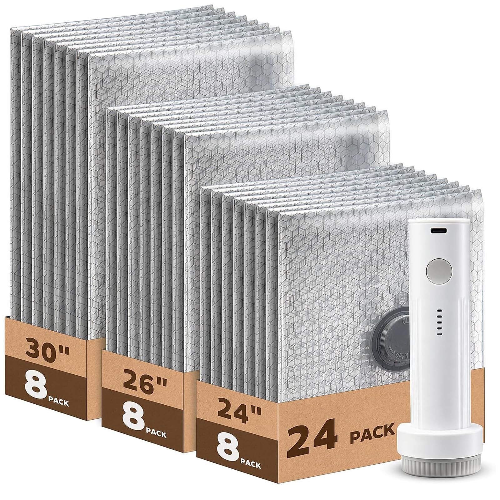 24 Packs Vacuum Storage Bags with Electric Pump, Seal for 24 PACK