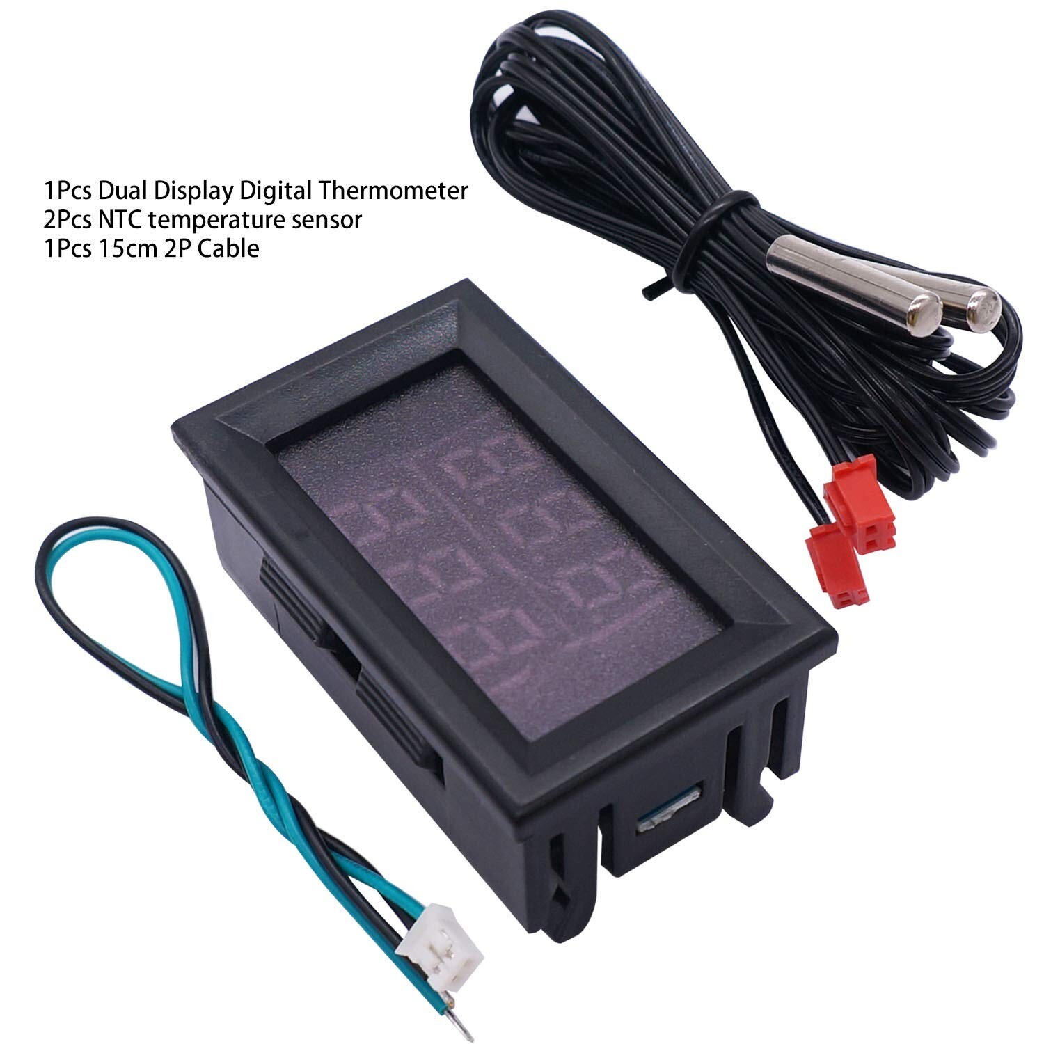 Digital Thermometer Dual LED Display Fahrenheit to Centigrade Adjustable DC 4...