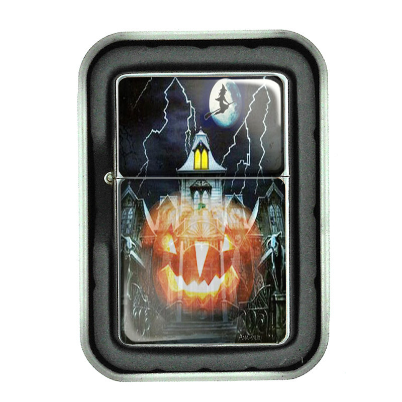 Halloween D2 Flip Top Oil Lighter Windproof