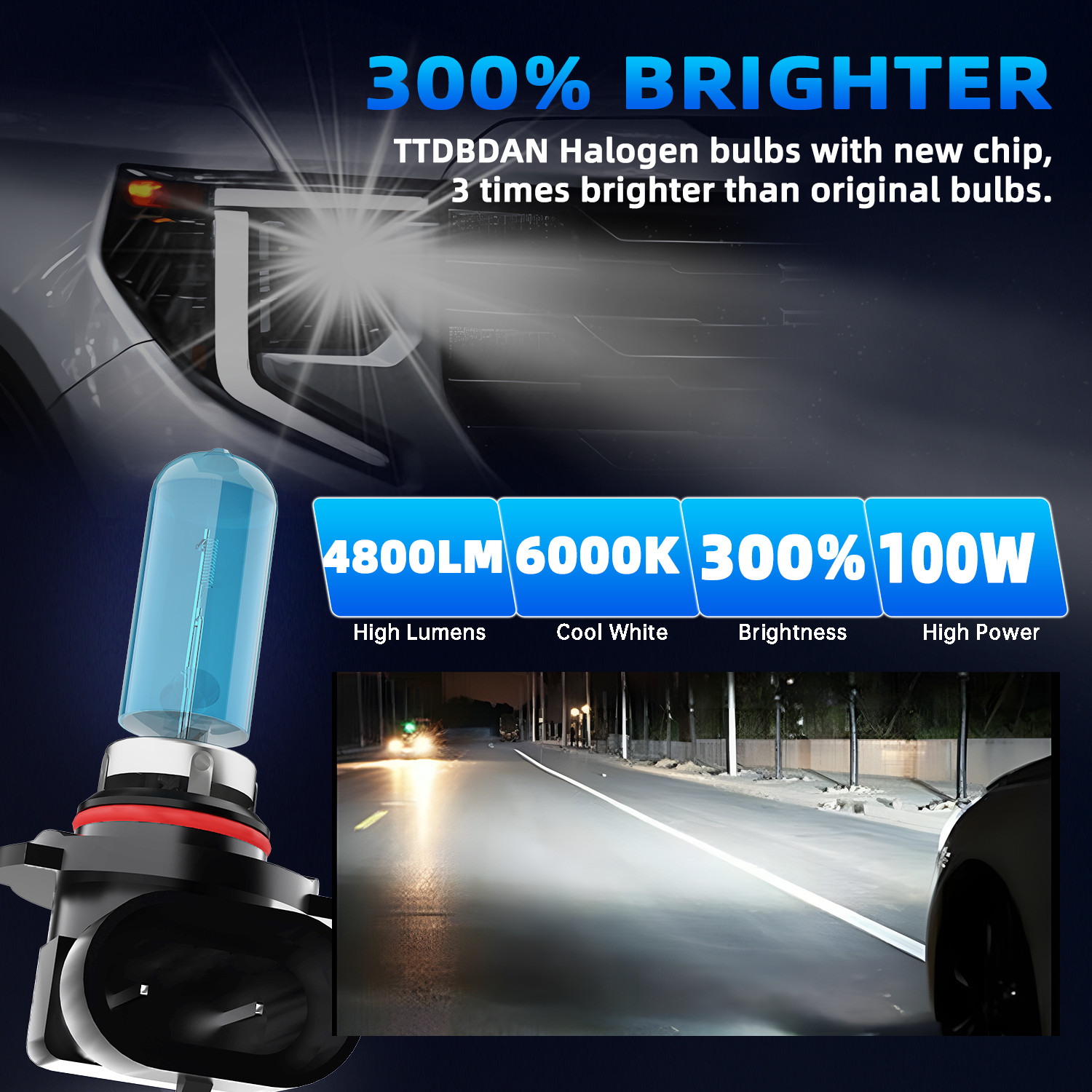 9005 HB3 Halogen Headlight Super Bright Bulbs Kit White 6000K High/Low Beam 2PCS
