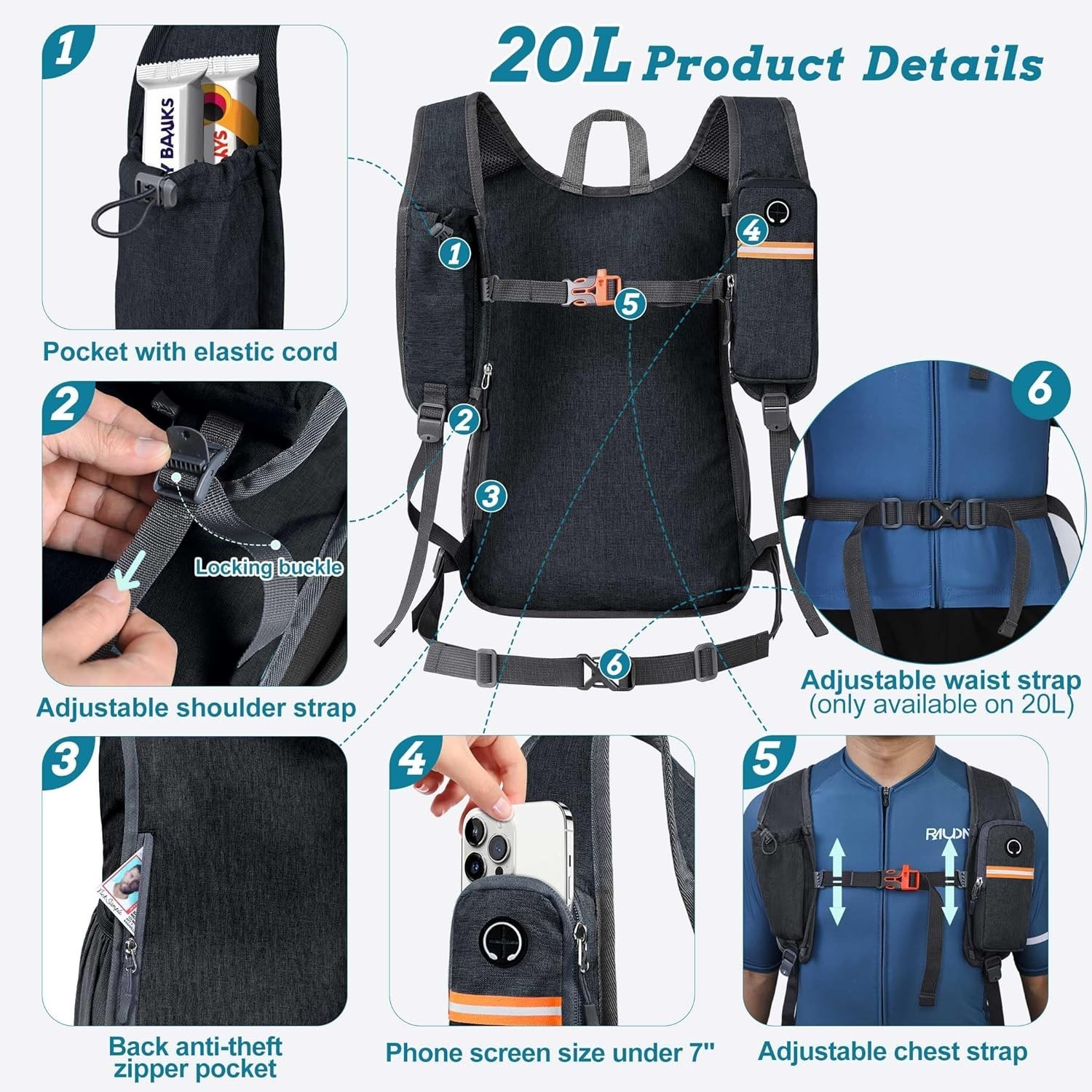 20L Small Hiking Backpack for Men Women Foldable Packable Back Pack Ultraligh...