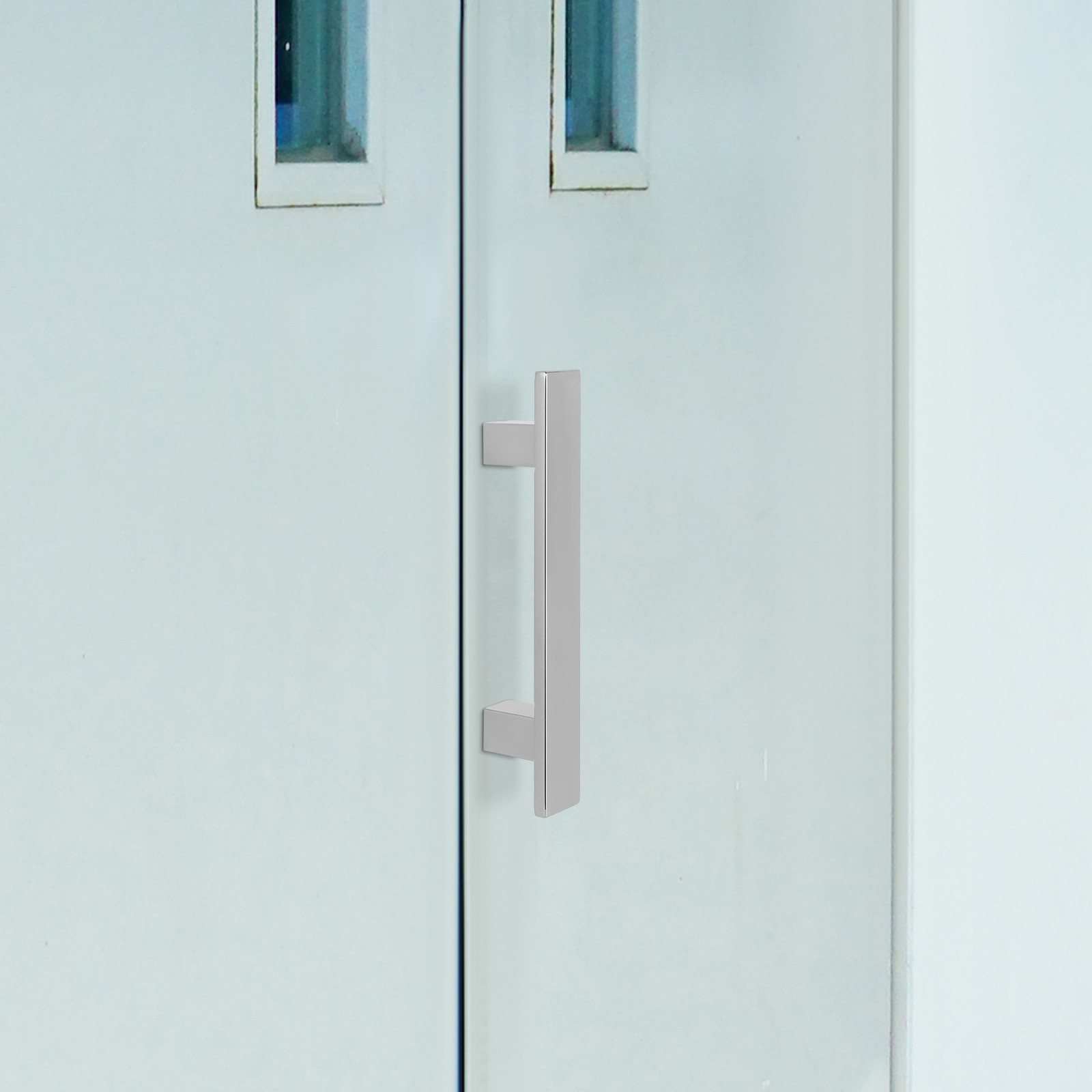 Silver Stainless Steel Pull Handles  H-shaped Door Pull Handle For Glass Door