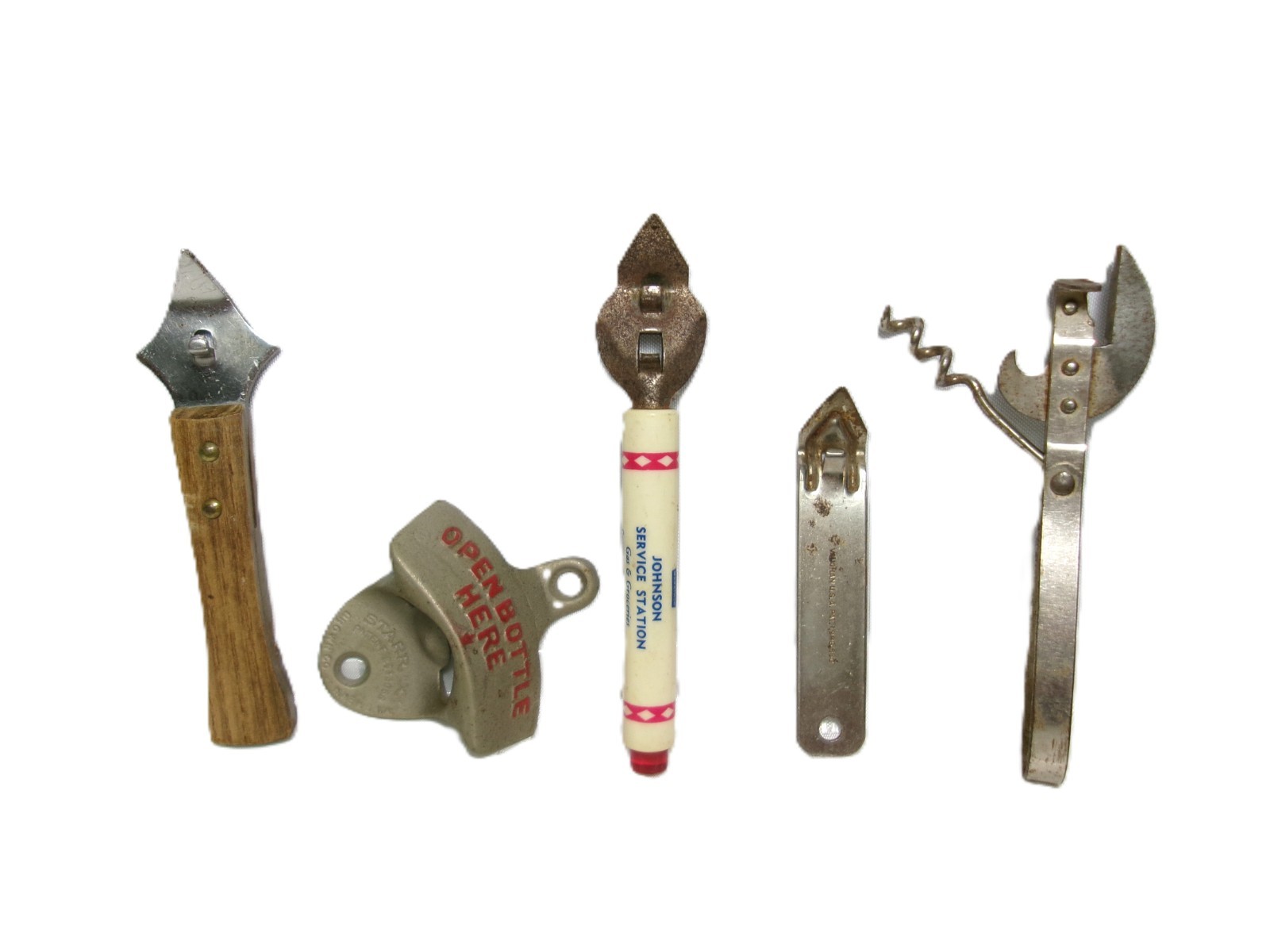 Lot/5 – Unique Vintage Bottle Openers, Incl. Advertising & Wall Mount - - [G1]
