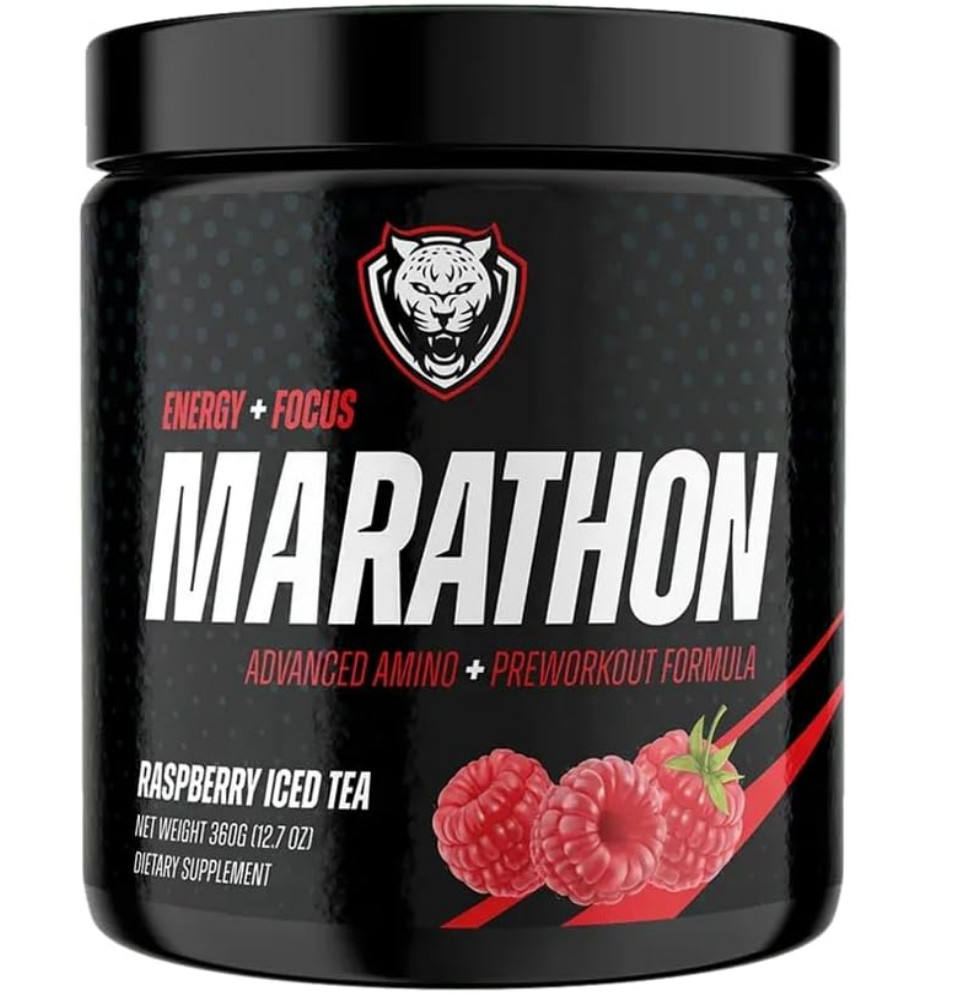 Marathon, Advanced Amino + Preworkout Formula, Raspberry Iced Tea, 12.7 oz (360