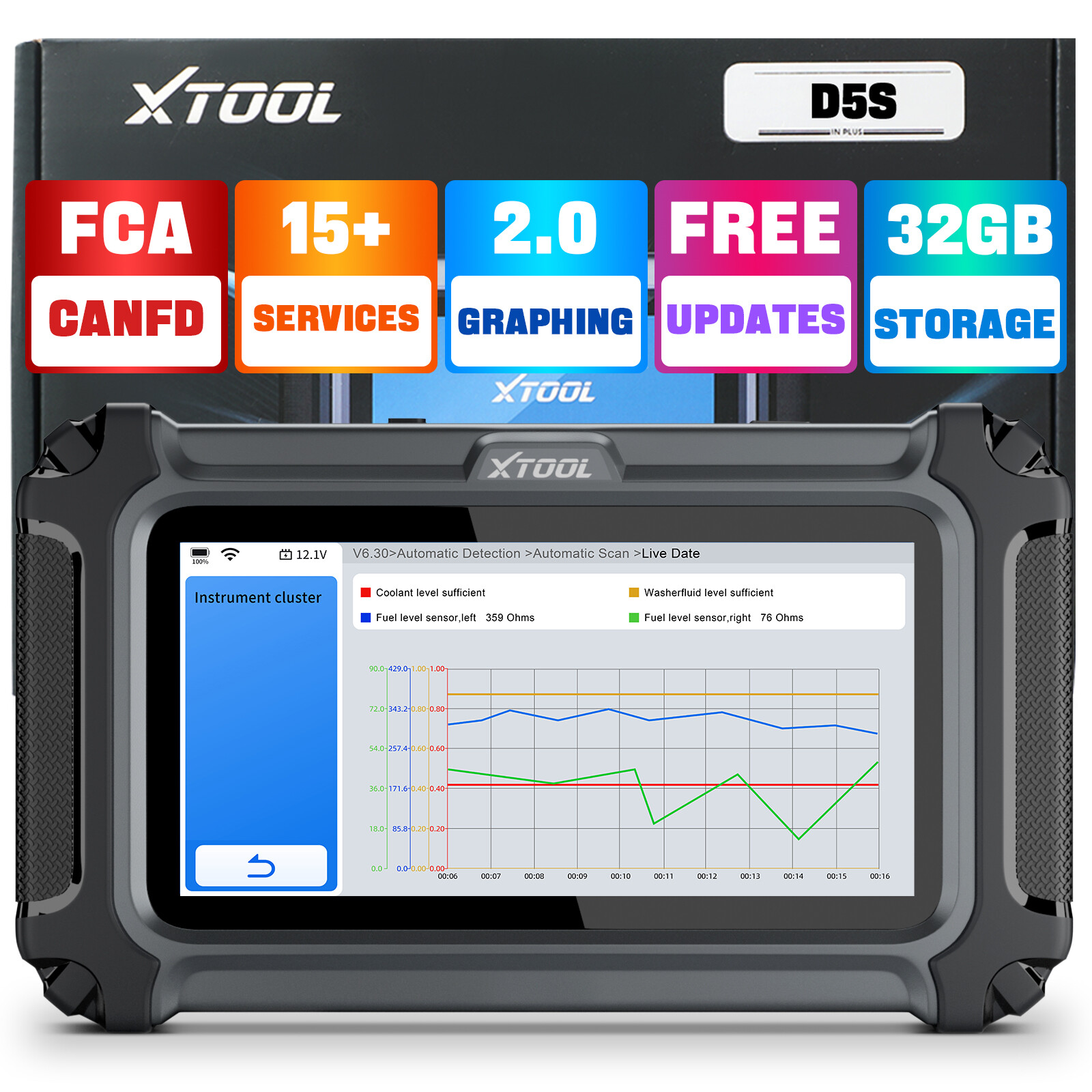 XTOOL D5S Auto Diagnostic Scanner Tool Car Code Reader AutoAuth CANFD 15+Resets