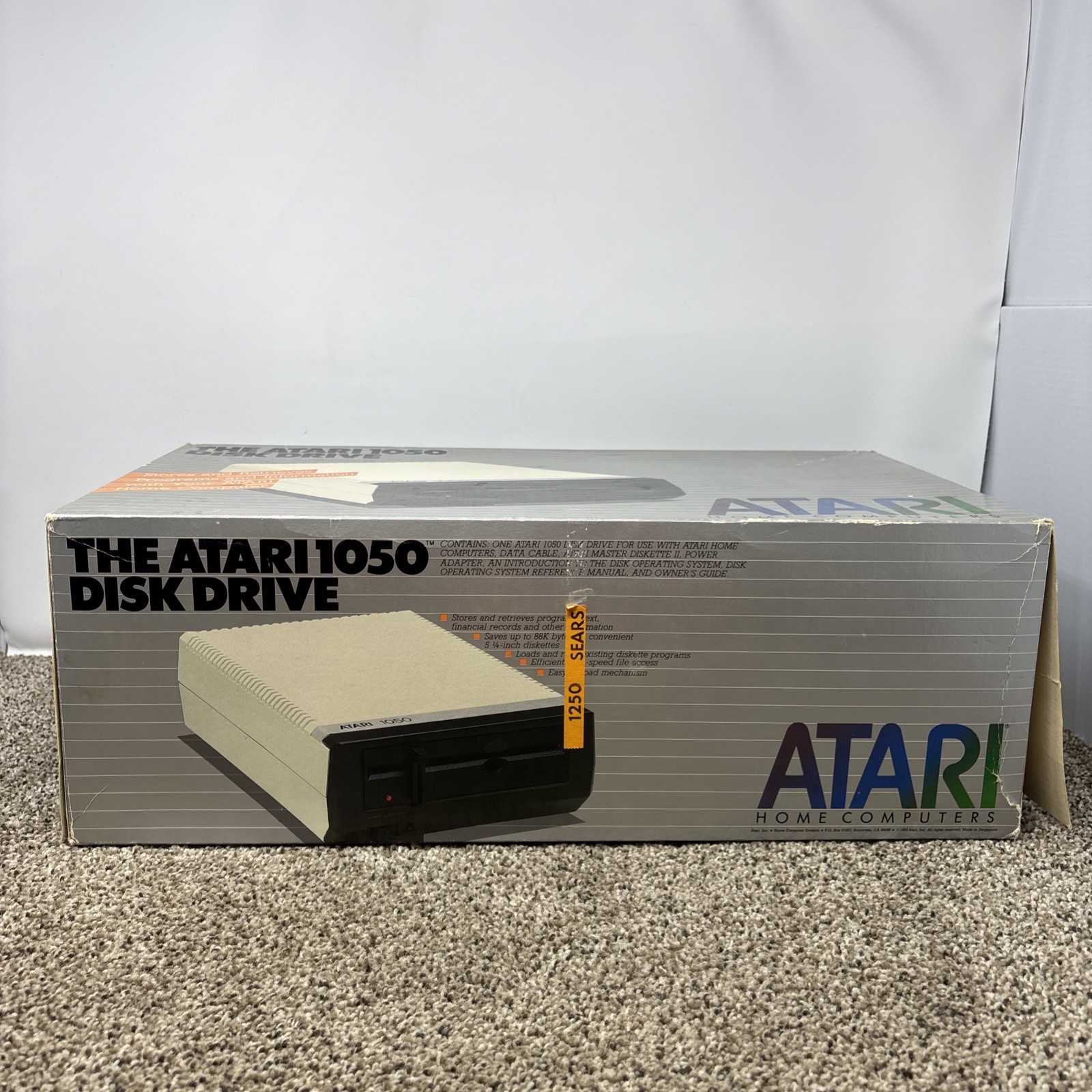 Atari 1050 Floppy Disk Drive Tested With All Cables Power And Data SIO In Box