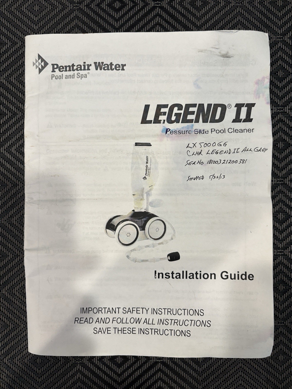Pentair Legend II Pressure Side Pool Cleaner