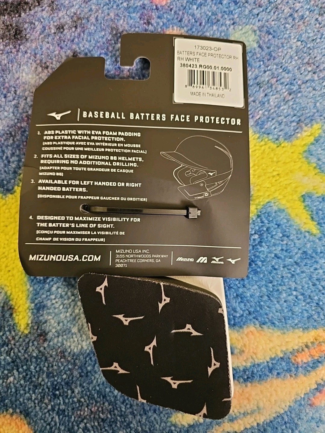 Mizuno Batters Face Protector, White, Right Hand Batter New