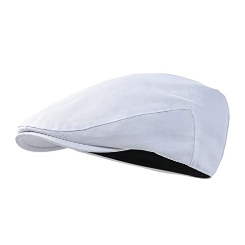 STARANCE Men's Cotton Ivy Gatsby Newsboy Hat Summer Driving Scally 7 1/4 White