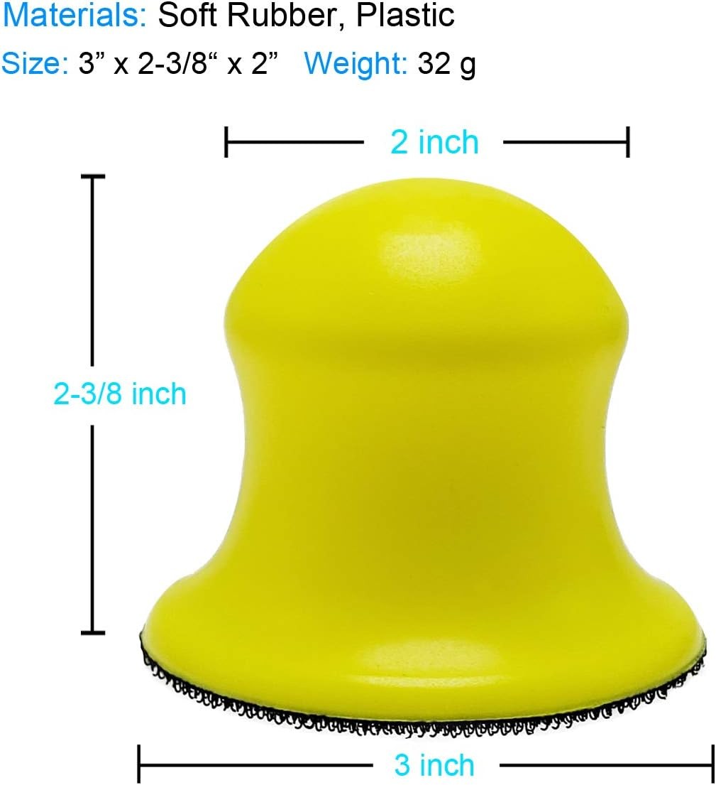 2 Pack 3" Round Hand Sanding Blocks for 3 Inch Hook and Loop discs Ideal For