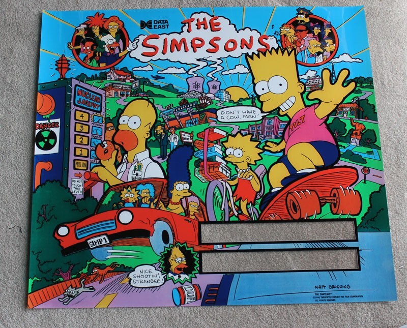 Data East Simpsons Pinball Machine Translite