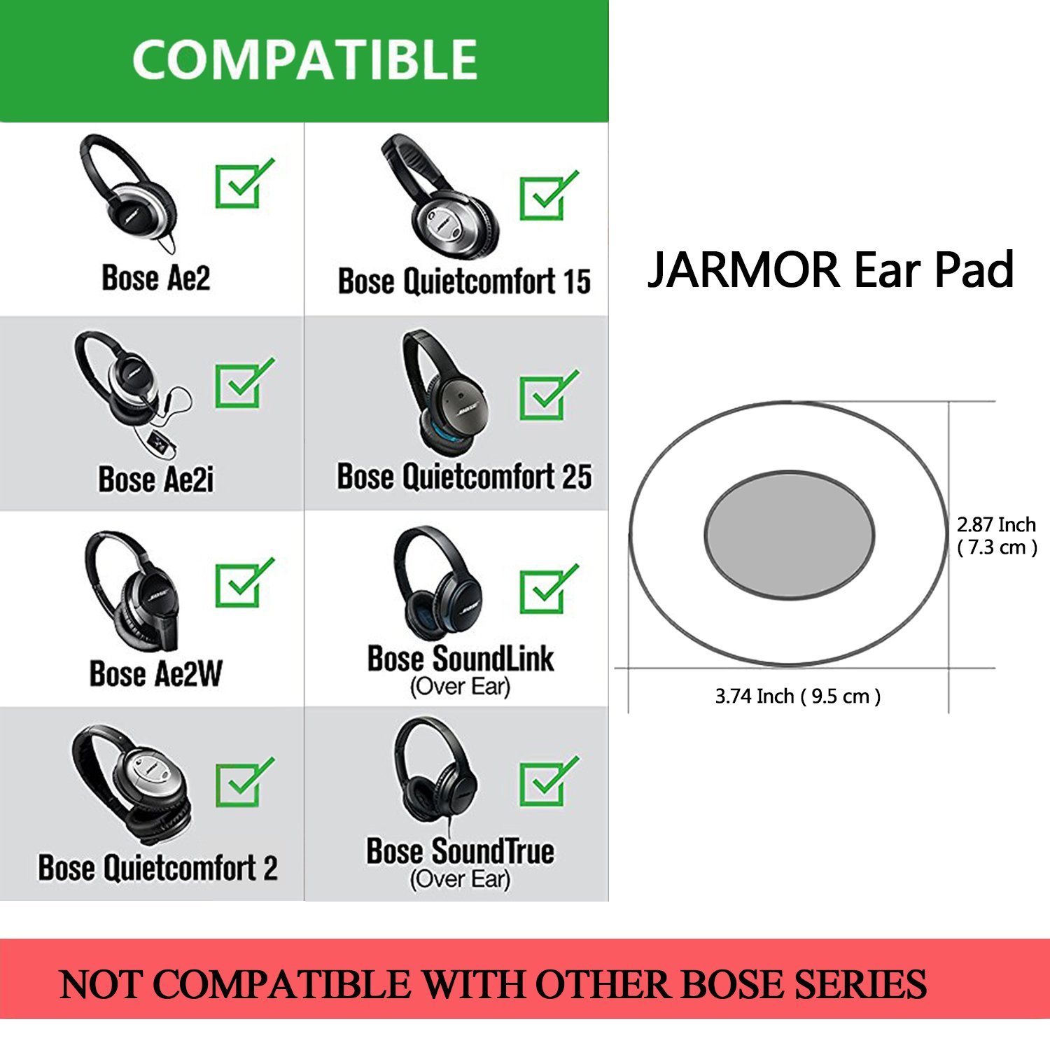 Replacement Ear Pads for Bose Headphone QC15 QC25 AE2 AE2i First Class Package!