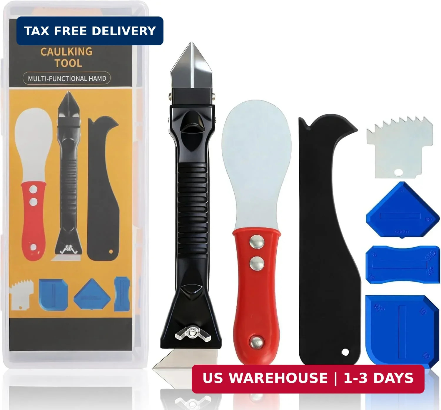Caulking Tool Kit with Caulk Remover & Putty Knife Scraper | Multifunctional Cau