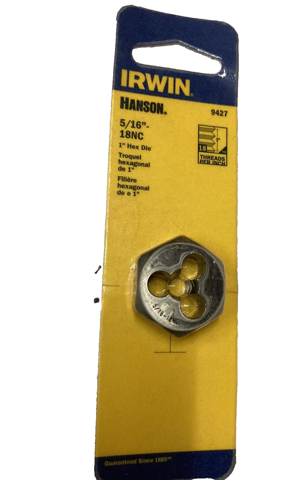 IRWIN 9427 CARBON STEEL DIE QUALITY 5/16-18NC Brand New in Package