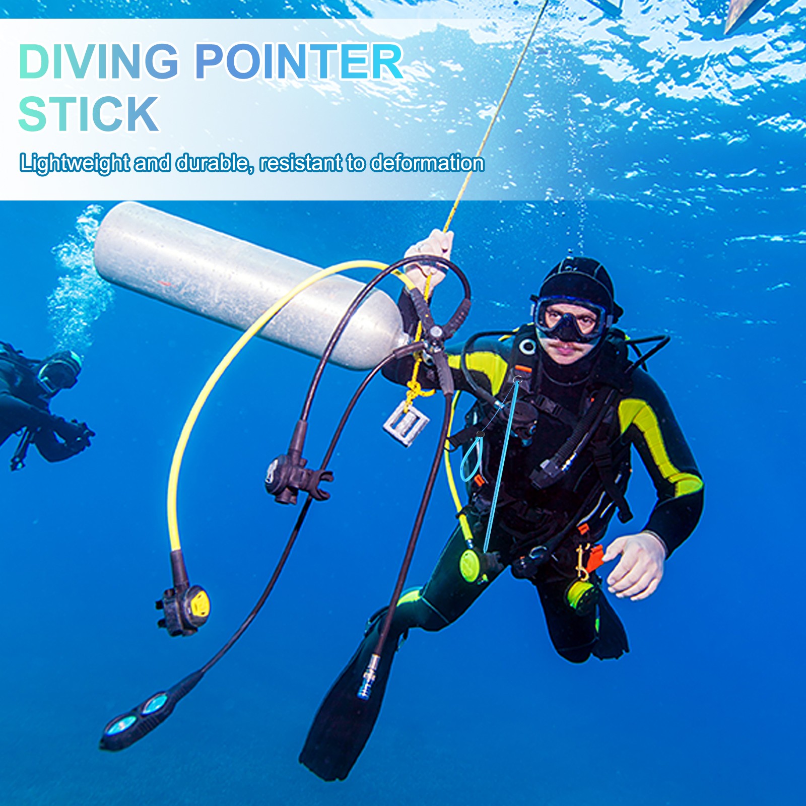 Diving Pointer Stick, 2Pcs Alloy Diving Stick Rod with Measurement, Gold