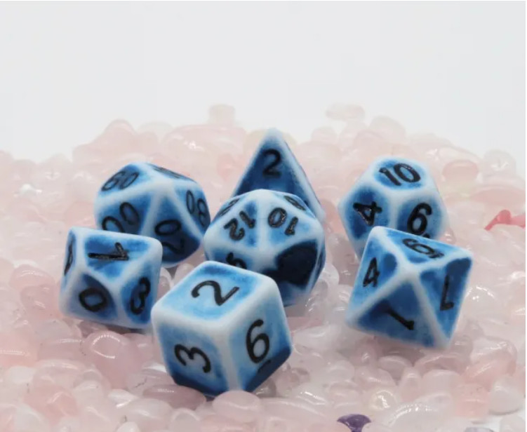 🖤🔷Ancient Blue - 7 Dice Set | RPG DnD Dungeons Dragons AD&D Pathfinder d20