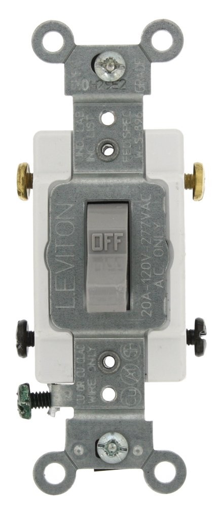 Leviton 20-Amp, 120/277-Volt, Toggle Double-Pole AC Quiet Switch, Gray