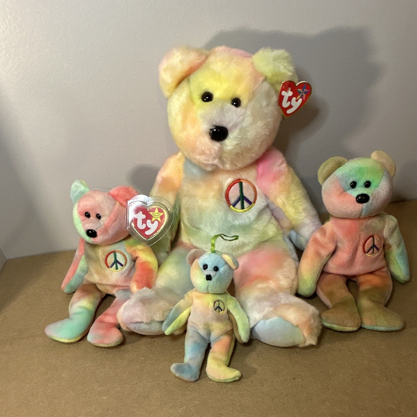 Ty Peace Beanie Babies, Beanie Buddy, and Ornament Mixed Lot 4, 2 with tags