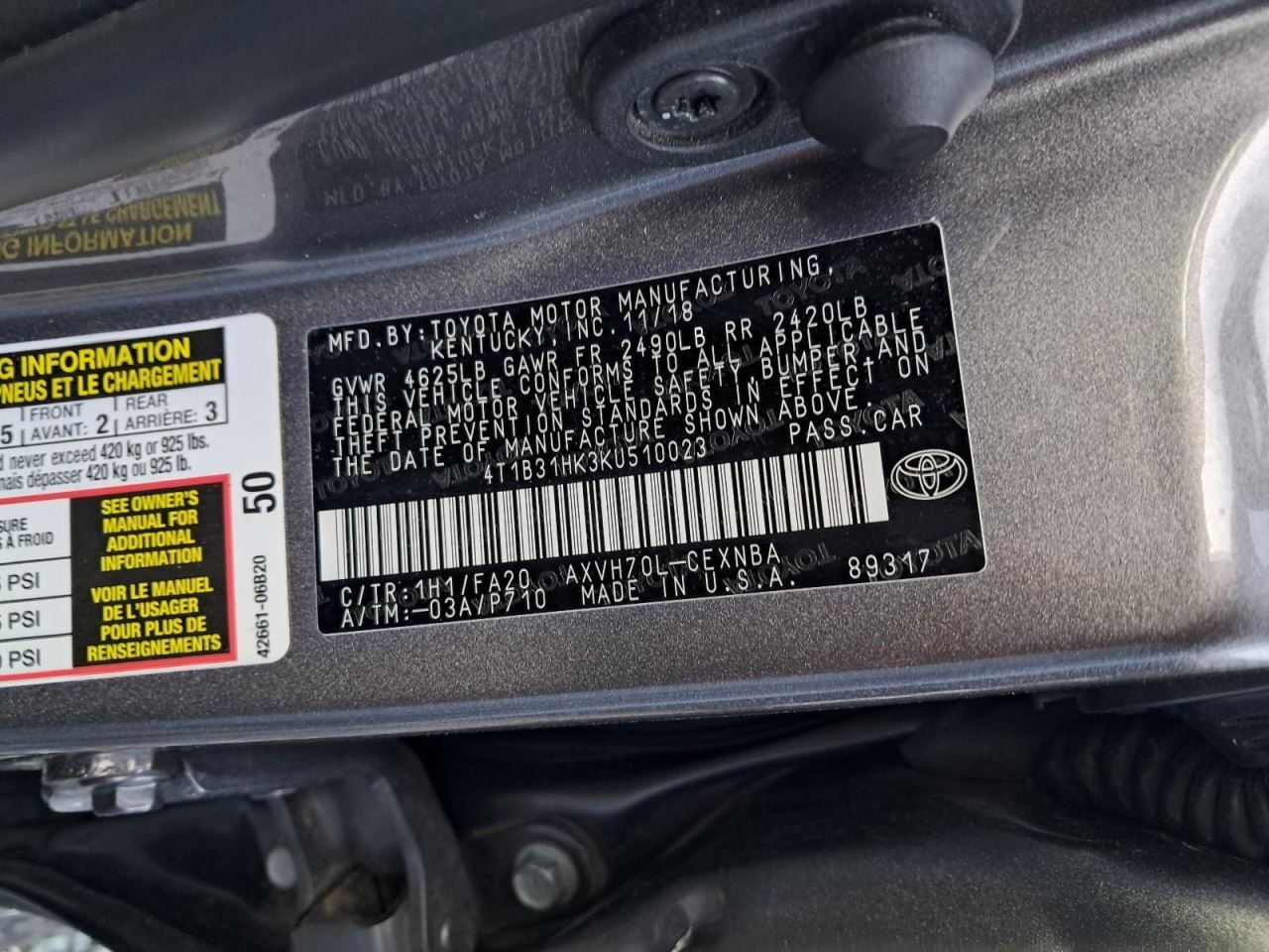 CAMRY 2019 Glove Box 4782753