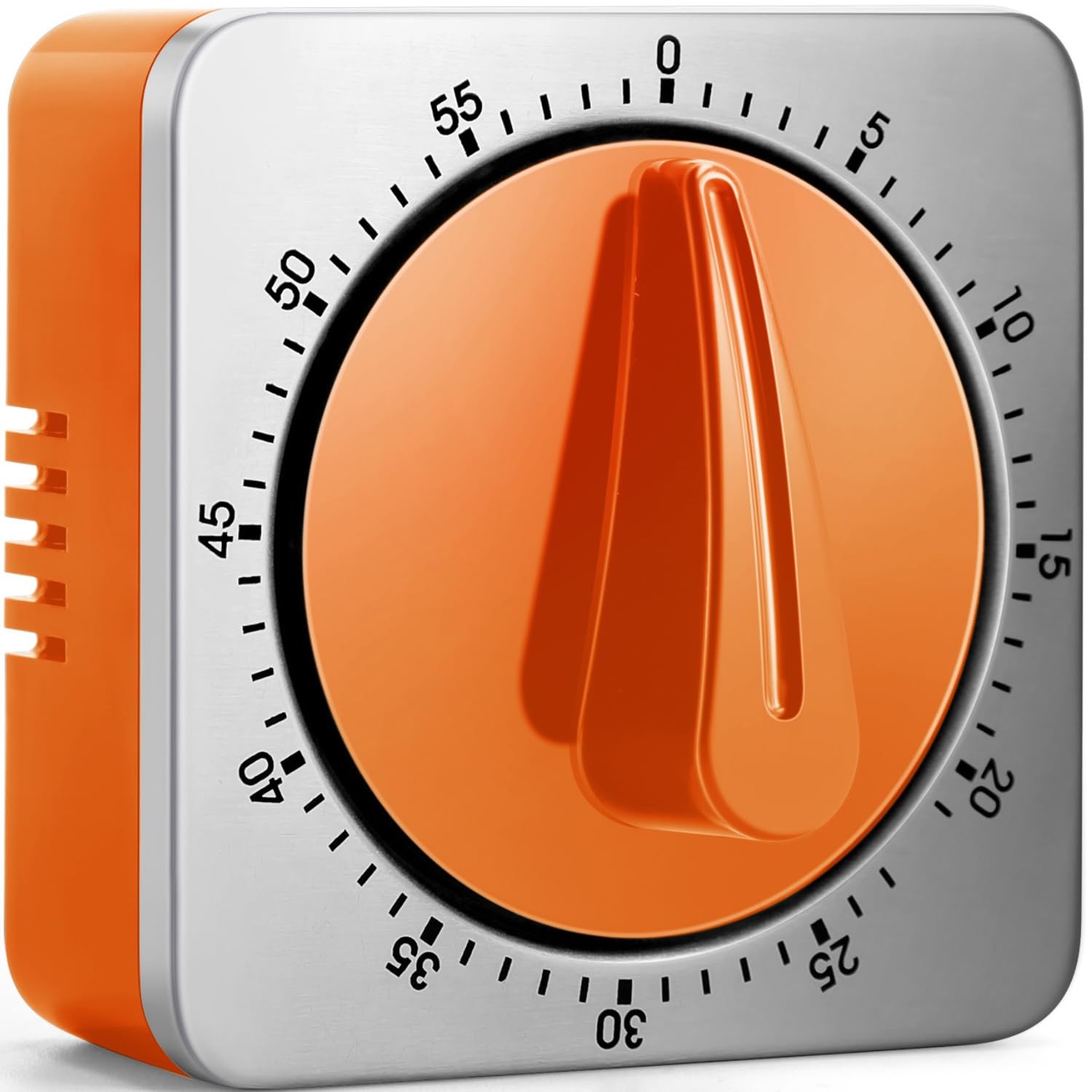 Mechanical Kitchen Timer Stainless Steel Loud Alarm Magnetic Back No Batteries
